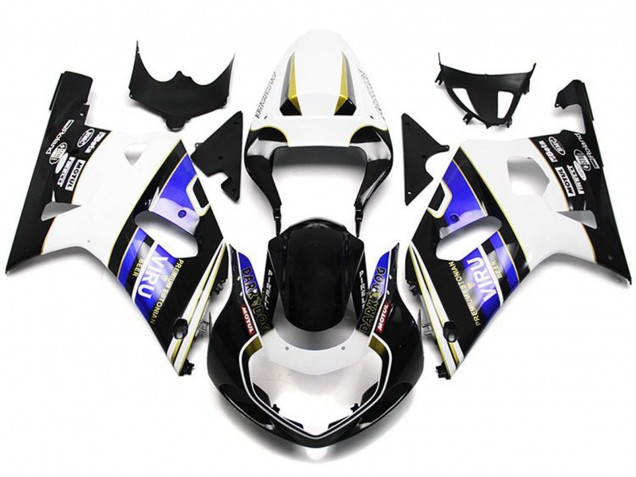 2001-2003 White Blue Glossy Black Viru Style Suzuki GSXR 600 / GSXR 750 Motorcycle Fairings Canada