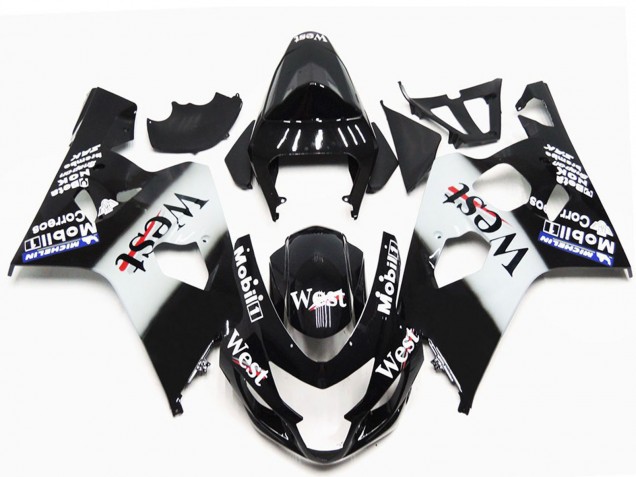 2004-2005 Glossy Black White West OEM Style Suzuki GSXR 600 / GSXR 750 Motorcycle Fairings Canada
