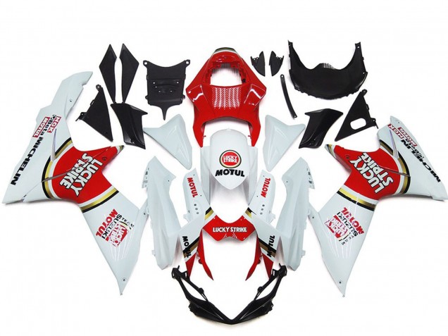 2011-2024 White Red Motul Lucky Strike Suzuki GSXR 600 / GSXR 750 Motorcycle Fairings Canada