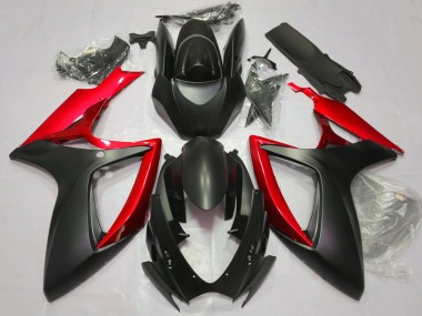 2006-2007 Matte Black Red Suzuki GSXR 600 / GSXR 750 Motorcycle Fairings Canada