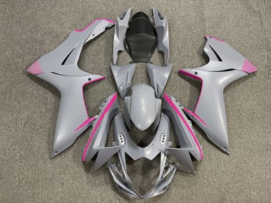 2011-2024 Matte Nardo Grey Pink Accents Suzuki GSXR 600 / GSXR 750 Motorcycle Fairings Canada