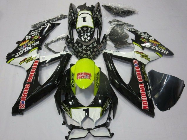 2008-2010 White Yellow Red Black National Guard Suzuki GSXR 600 / GSXR 750 Motorcycle Fairings Canada