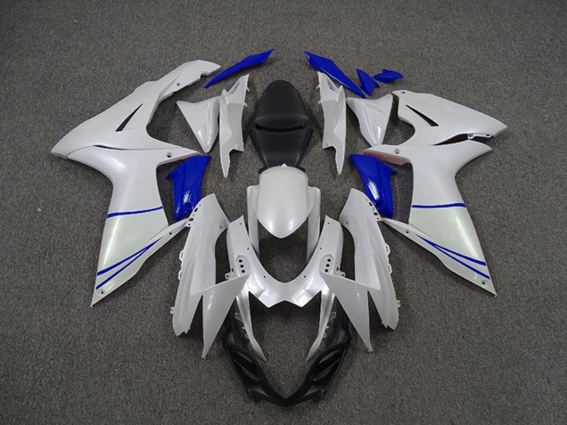 2011-2024 Pearl White and Dark Blue Suzuki GSXR 600 / GSXR 750 Motorcycle Fairings Canada