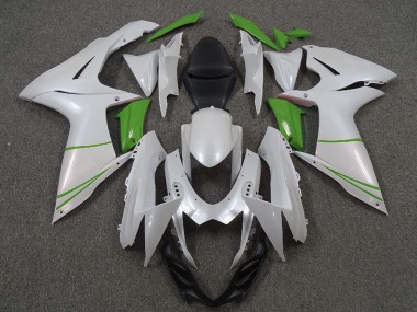 2011-2024 Pearl White and Green Suzuki GSXR 600 / GSXR 750 Motorcycle Fairings Canada
