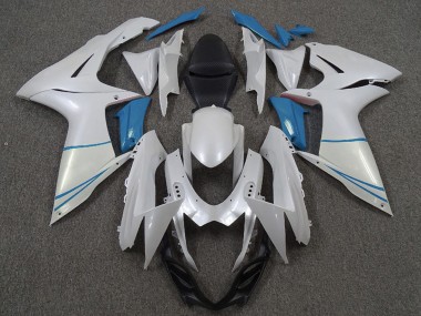 2011-2024 Pearl White and Light Blue Suzuki GSXR 600 / GSXR 750 Motorcycle Fairings Canada