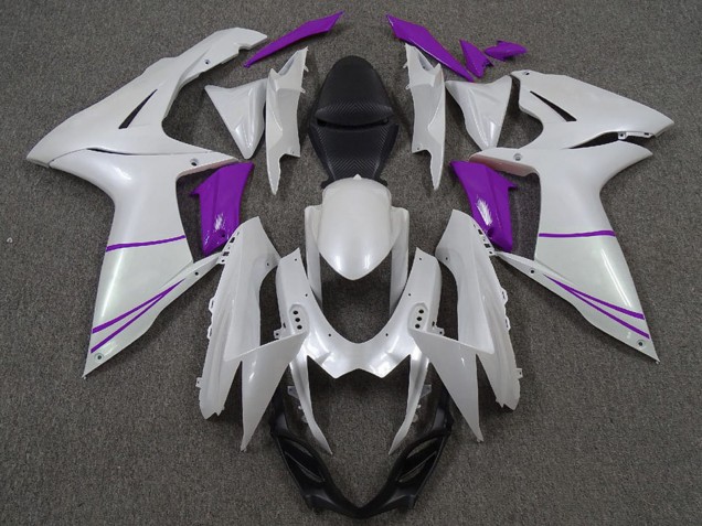 2011-2024 Pearl White and Purple Suzuki GSXR 600 / GSXR 750 Motorcycle Fairings Canada