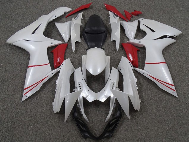 2011-2024 Pearl White and Red Suzuki GSXR 600 / GSXR 750 Motorcycle Fairings Canada