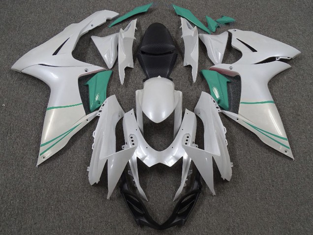 2011-2024 Pearl White and T Blue Suzuki GSXR 600 / GSXR 750 Motorcycle Fairings Canada