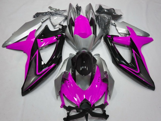 2008-2010 Silver Pink Glossy Black Suzuki GSXR 600 / GSXR 750 Motorcycle Fairings Canada
