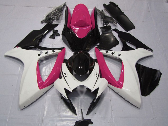2006-2007 Pink White Glossy Black Star Suzuki GSXR 600 / GSXR 750 Motorcycle Fairings Canada