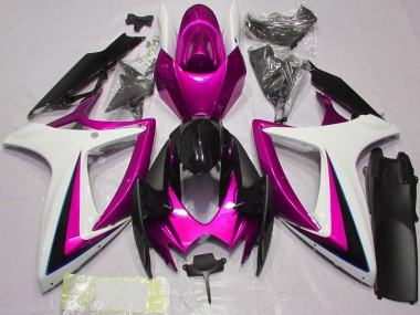 2006-2007 White Pink Glossy Black Suzuki GSXR 600 / GSXR 750 Motorcycle Fairings Canada