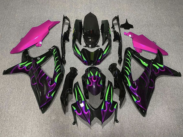 2008-2010 Glossy black Pink Purple Green Flame Suzuki GSXR 600 / GSXR 750 Motorcycle Fairings Canada