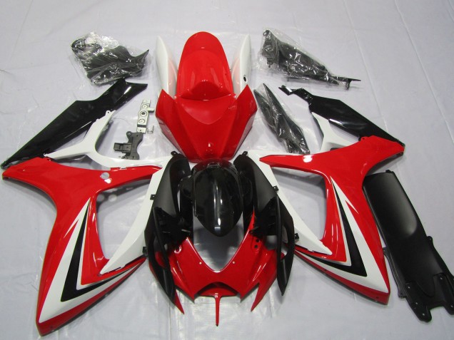 2006-2007 White Red Glossy Black Stripe Suzuki GSXR 600 / GSXR 750 Motorcycle Fairings Canada
