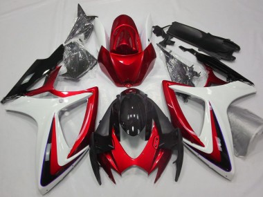 2006-2007 White Red Glossy Black Suzuki GSXR 600 / GSXR 750 Motorcycle Fairings Canada