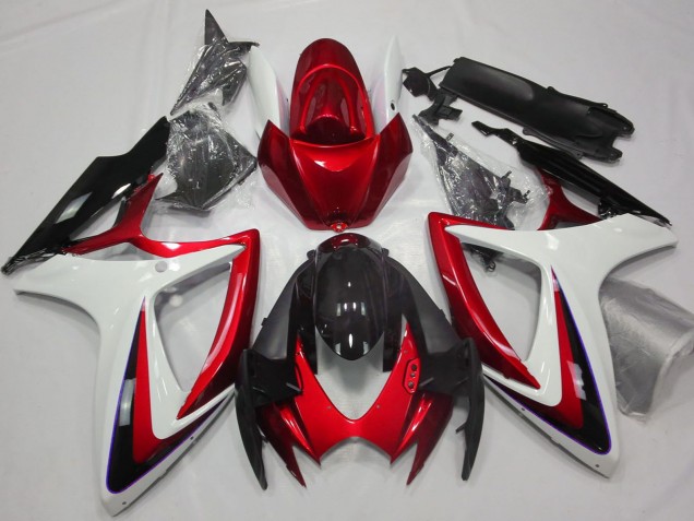 2006-2007 White Red Glossy Black Suzuki GSXR 600 / GSXR 750 Motorcycle Fairings Canada