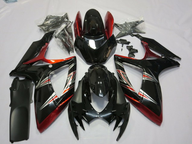 2006-2007 Red Glossy Black Suzuki GSXR 600 / GSXR 750 Motorcycle Fairings Canada