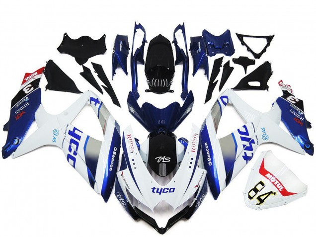 2008-2010 White Silver Blue Black Tyco Suzuki GSXR 600 / GSXR 750 Motorcycle Fairings Canada
