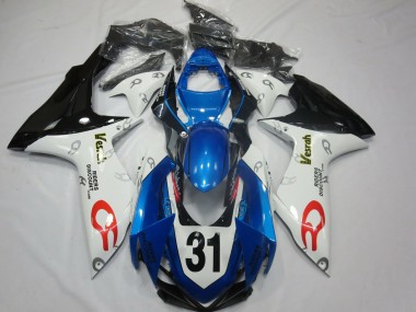 2011-2024 White Blue Glossy Black Vesrah 31 Suzuki GSXR 600 / GSXR 750 Motorcycle Fairings Canada
