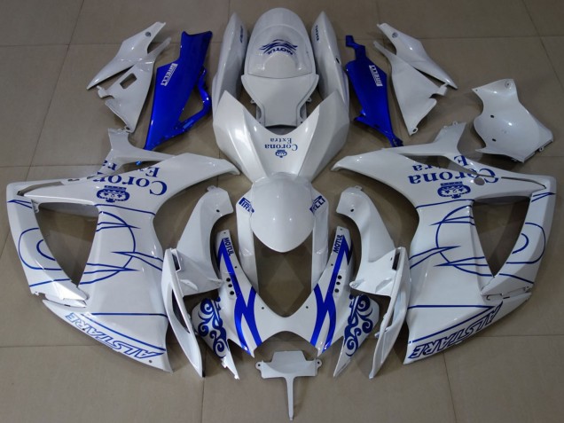2006-2007 White Blue Corona Alstare Suzuki GSXR 600 / GSXR 750 Motorcycle Fairings Canada