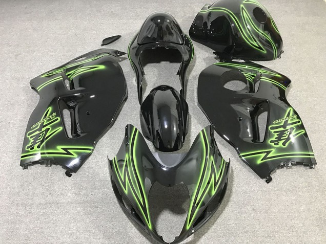 1997-2007 Glossy Black Green Lightning Suzuki GSXR 1300 Motorcycle Fairings Canada