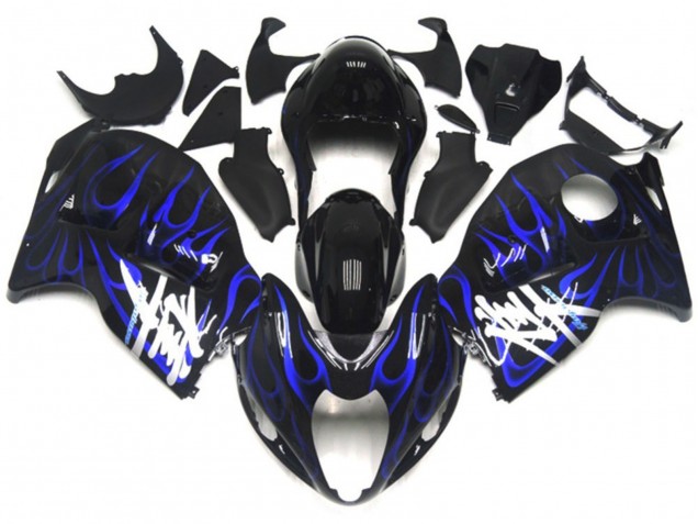 1997-2007 Glossy Black with Deep Blue Flame Suzuki GSXR 1300 Motorcycle Fairings Canada