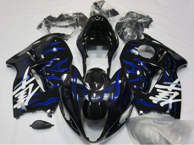 1997-2007 Glossy Black Blue Flame Suzuki GSXR 1300 Motorcycle Fairings Canada