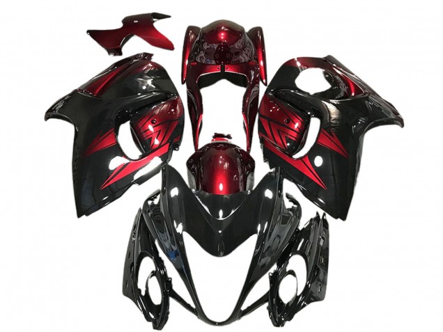2008-2020 Glossy Black and Deep Red Suzuki GSXR 1300 Motorcycle Fairings Canada