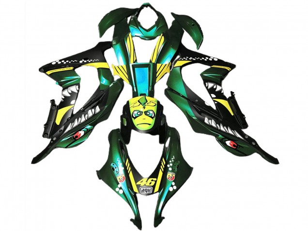 2016-2019 Forest Green Yellow Shark 46 Kawasaki ZX10R Motorcycle Fairings Canada