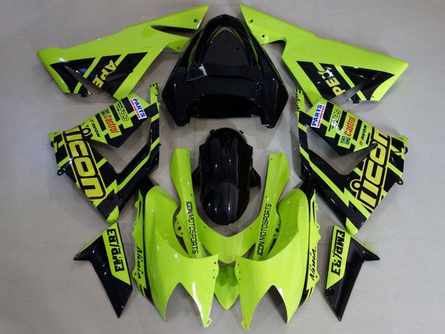 2004-2005 High Viz Yellow and Black Kawasaki ZX10R Motorcycle Fairings Canada