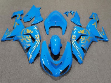 2006-2007 Light Blue Gold Kawasaki ZX10R Motorcycle Fairings Canada