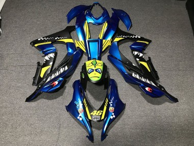 2016-2019 Metallic Blue Yellow Shark 46 Kawasaki ZX10R Motorcycle Fairings Canada