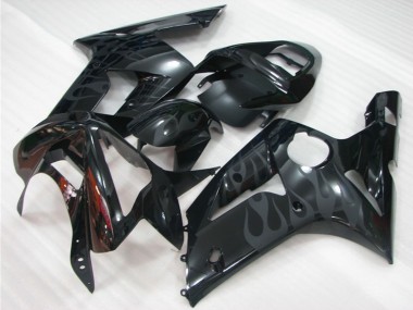 2003-2004 Glossy Black Grey Flame Kawasaki ZX6R Motorcycle Fairings Canada