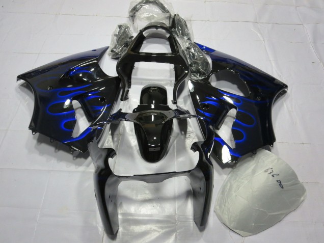 2000-2002 Glossy Black Blue Flame Kawasaki ZX6R Motorcycle Fairing Canada