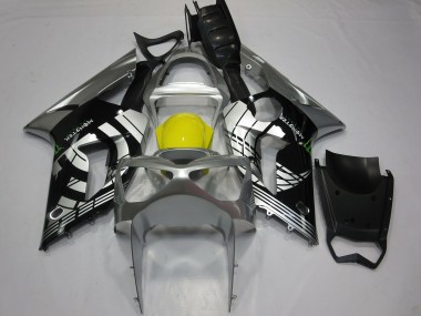 2003-2004 Silver Yellow Glossy Black Kawasaki ZX6R Motorcycle Fairings Canada