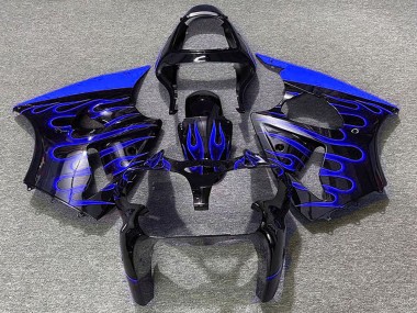2000-2002 Glossy Black Blue Flame Kawasaki ZX6R Motorcycle Fairings Canada
