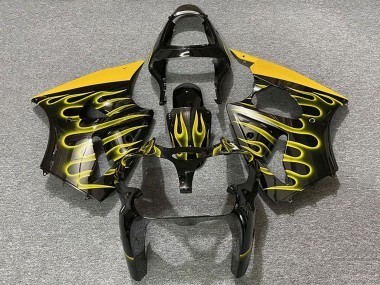 2000-2002 Glossy Black Yellow Flame Kawasaki ZX6R Motorcycle Fairings Canada