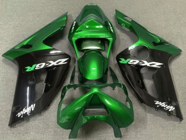 2003-2004 Green Glossy Black Kawasaki ZX6R Motorcycle Fairings Canada