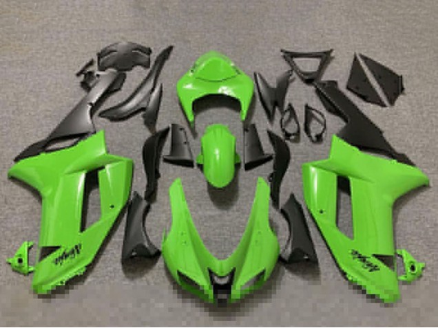 2007-2008 Glossy Green and Matte Black Kawasaki ZX6R Motorcycle Fairings Canada