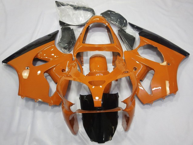 2000-2002 Orange Glossy Black Kawasaki ZX6R Motorcycle Fairings Canada