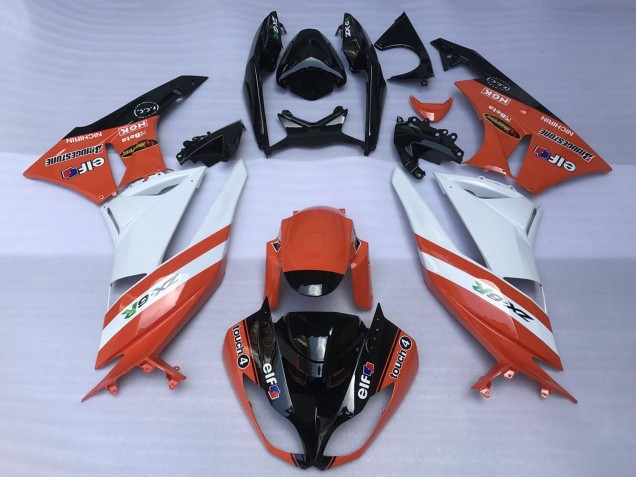 2009-2012 Orange White Glossy Black Elf Touch4 Bridgestone Kawasaki ZX6R Motorcycle Fairings Canada