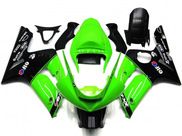 2003-2004 Green Glossy Black Elf Silkolene Kawasaki ZX6R Motorcycle Fairings Canada