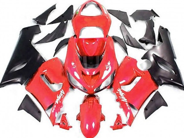 2005-2006 Red Matte Black Kawasaki ZX6R Motorcycle Fairings Canada