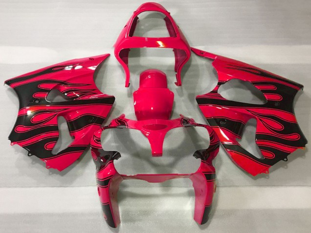 2000-2002 Red Black Flame Kawasaki ZX6R Motorcycle Fairings Canada