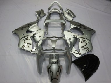 2000-2002 Silver Black Flame Kawasaki ZX6R Motorcycle Fairings Canada