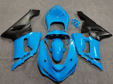 2005-2006 Vibrant Blue Matte Black Kawasaki ZX6R Motorcycle Fairings Canada