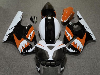 2002-2006 Orange Black White Shark Kawasaki ZX12R Motorcycle Fairings Canada