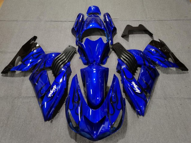 2006-2011 Blue Black Flame Kawasaki ZX14R Motorcycle Fairings Canada