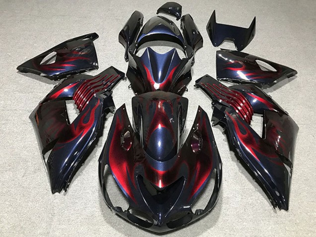 2006-2011 Chameleon Blue Black Red Flame Kawasaki ZX14R Motorcycle Fairings Canada
