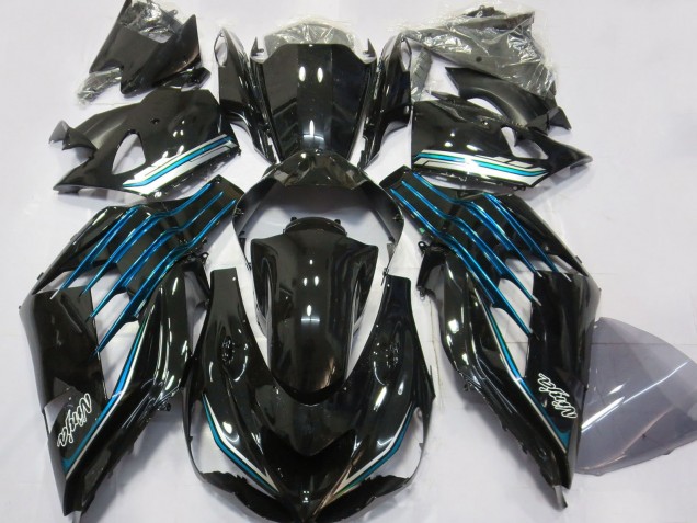2012-2024 Glossy Black Light Blue Kawasaki ZX14R ZZR1400 Motorcycle Fairings Canada