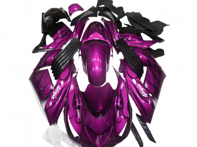 2006-2011 Purple Black Flame White Ninja Kawasaki ZX14R Motorcycle Fairing Canada